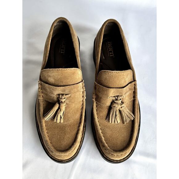 Born Women's Tan Suede Capri Tassel Loafers Chunky Heel Size 9M - Picture 2 of 8